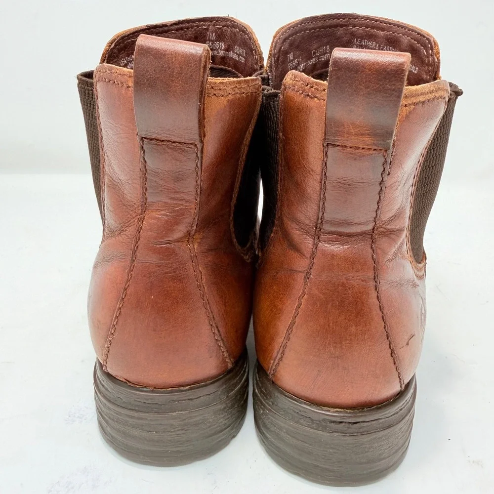 Born Kerri Brown Leather Chelsea Ankle Boots F53516 Womens 7M Lug Sole